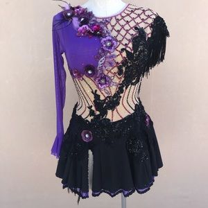 Chic Asymmetrical Purple and Black Dress